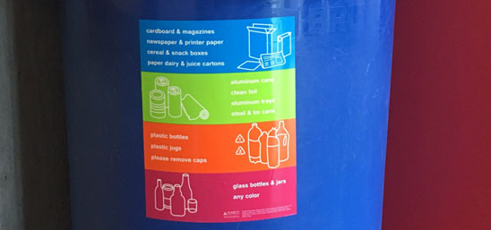 Recycling bins on campus