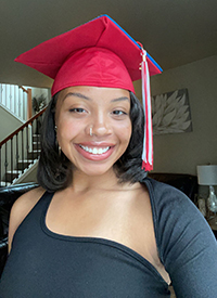 EvCC graduate Jamira Barnes wearing her graduation cap