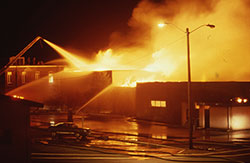 Photo of the 1987 fire that destroyed Cascade Hall.