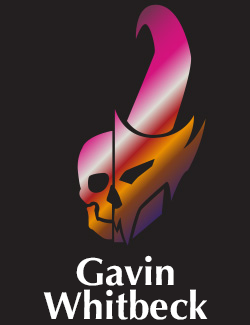 image of two stylized skulls titled gavin whitbeck