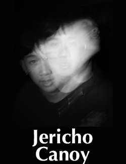 black field with blurred photo of artist, text reads jericho canoy