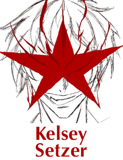 illustration of a person with a red star over their face. Text reads Kelsey Setzer.
