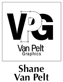 Black text on white ground reads VPG Van Pelt Designs, then Shane Van Pelt beneath.