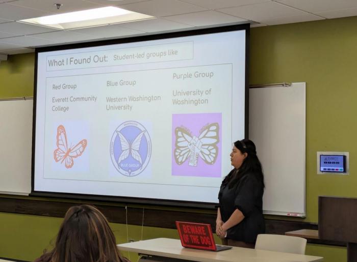 DESJ 298 student Blanca Moreno presenting her capstone work